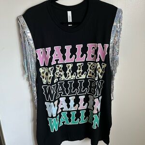 Morgan Wallen Graphic Tee with Sequin Fringe